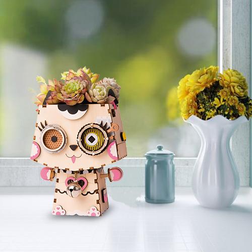 Robotime Cute Flower Pot - 3D Wooden Puzzle - Building Kits Toy Kitty